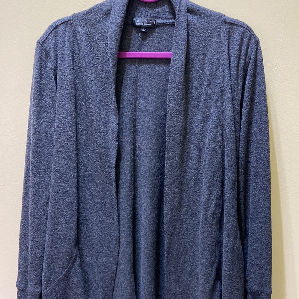 Trixxi clothing company charcoal open front cardigan sweater size S